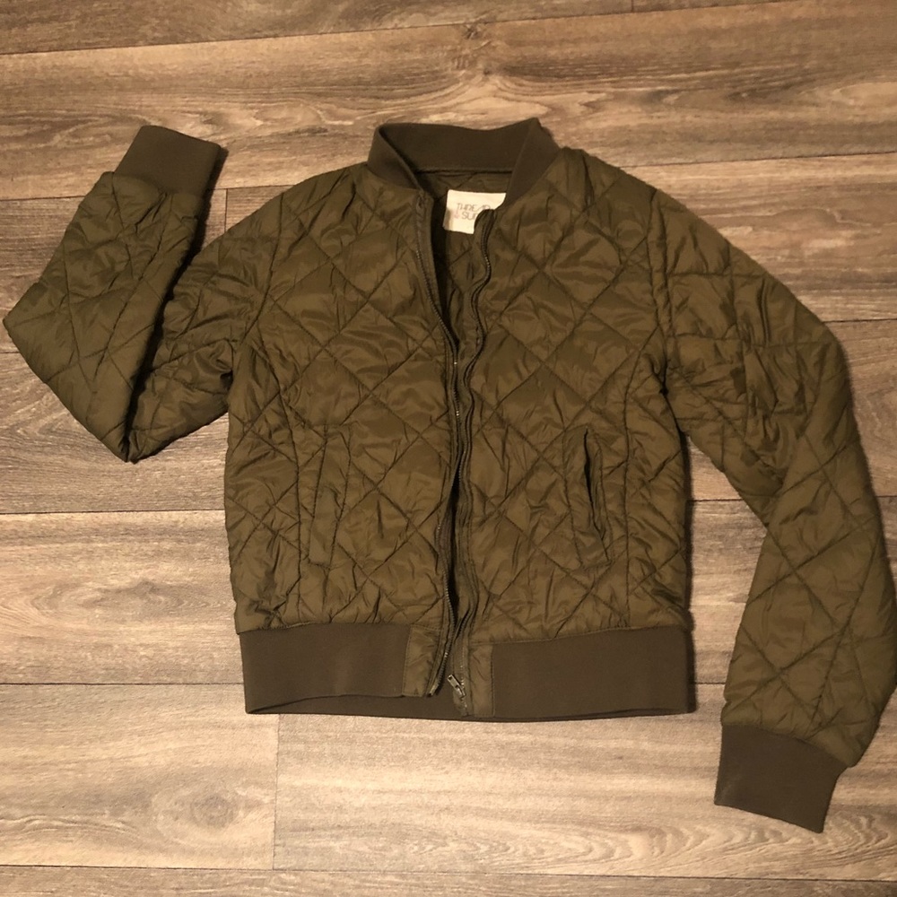 Olive Green Tufted Bomber Jacket